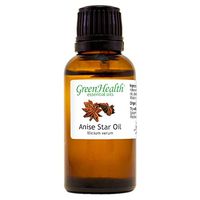 Anise Star Essential Oil - 1 fl oz (30 ml) Glass Bottle w/Euro Dropper - 100% Pure Essential Oil - GreenHealth