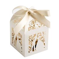 LEORX Hollow Couple Design Wedding Favours Sweets Candy Gift Favour Boxes - 25 Pieces