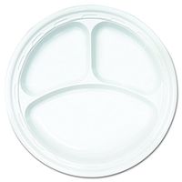 Dart 10CPWF Famous Service Plastic Dinnerware, Plate, 3-Comp, 10 1/4" dia, White, 125 per pack (Case of 500)