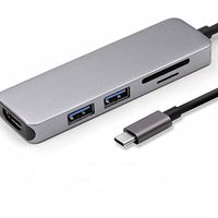 Type C Pro Hub with 4k HDMI,Pass-Through Charging, SD and Micro Card Reader and 2 USB 3.0 Ports ,Aluminum USB C Adapter for MacBook Pro 2015 / 2016 / 2017 Mac,ChromeBook and Other Type C Devices