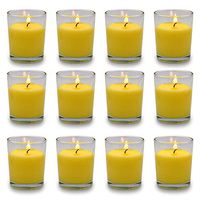 Small Citronella Candles Outdoor and Indoor Soy Wax Votive Candles for Party Dinner and Camping - 12 Hours Burn Time, Set of 12