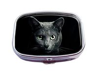 Top A Cat Custom Personalized Square Pill Box Decorative Box Vitamin Container Pocket Or Wallet (Cat -5)