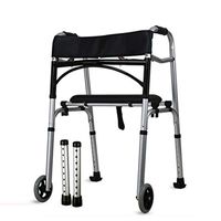 TYJ-USA Walker Old Man Walking Stick Old Man armrest Four-Legged Walker with Wheel Belt Walking aid Lightweight Folding (Color : Silver, Size : 5247cm)