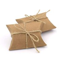 Hondex Gift Boxes 50 Pcs Kraft Paper Vintage Natural Pillow Boxes Candy Box for Wedding Party (Brown)