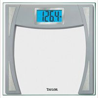Taylor 7581 Glass Digital Scale Stainless Steel Accent with LCD Blue Backlit Display