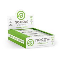 No Cow Protein Bar, Chocolate Coconut, 21g Plant Based Protein, Keto Friendly, Low Carb, Low Sugar, Dairy Free, Gluten Free, Vegan, High Fiber, Non-GMO, 12Count