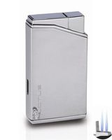 Lotus 30 Twin Flame Torch Lighter and Punch Cutter Chrome Velour/Polished Chrome