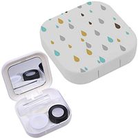 Portable Contact Lens Case Box Travel Kit Mirror + Bottle + Tweezers Container Holder [ Colorful Rain Drops ]