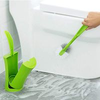 Ronglizhi Plastic Toilet Brush and Bathroom Storage - Space Saving, Sturdy, deep Cleaning, Covering Brush, Grass Shape