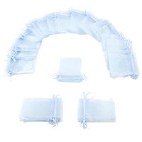 Brybelly 50 Pack of 4 x 6" Light Blue Drawstring Organza Storage Bags - Party Favor Pouch for Weddings, Showers, Birthdays & Holidays, for Gifts, Candy, Collectibles, Jewelry
