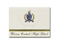 Signature Announcements Warren Central High School (Indianapolis, IN) Graduation Announcements, Presidential style, Basic package of 25 with Gold & Blue Metallic Foil seal