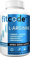 Fitcode Pure Extra Strength L-Arginine HCl 1500mg, Nitric Oxide Supplement for Vascularity, Pumps, Endurance, Performance, Muscle Growth & Energy, Powerful Arginine N.O Muscle Pump Capsules 50 Serving