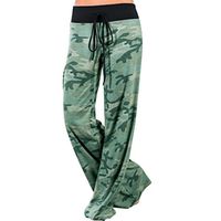 GBSELL Women Camouflage Prints Drawstring Wide Leg Pants Leggings (L, Camouflage)