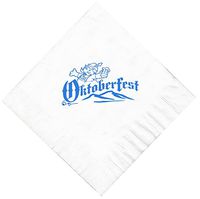 25 White Oktoberfest Luncheon Paper Napkins with a Turquoise Color Oktoberfest Brewmeister Logo