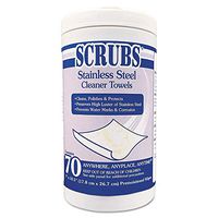 SCRUBS 91970 Stainless Steel Cleaner Towels, 9 3/4 X 10 1/2, 70 Wipes/pack, 6 Packs/carton