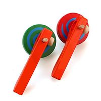 FQStech 2PCS Wooden Spinning Top gyroscope peg-top With handle and Pull String Wire,can Last long time, color random