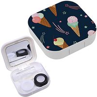 Portable Contact Lens Case Box Travel Kit Mirror + Bottle + Tweezers Container Holder [ Fun Ice Cream Stars ]