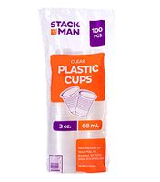 Stack Man PP3-100 Premium Disposable Cups, 3 Ounce, Clear - Translucent