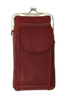 Genuine Leather Cigarette Holder with Lighter Pocket & Cellphone Pocket (Red)