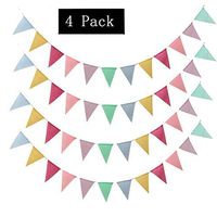 48 Pieces Multicolor Triangle Pennant Banner Flags Imitated Burlap Bunting Banner for Hanging Party Decoration
