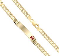 US Jewels And Gems Customizable Ladies 14k Yellow Gold 5.5mm Curb Medical Alert ID Bracelet with Free Engraving, 7.5in