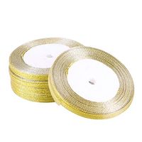Toyvian Glitter Ribbons Metallic Ribbon Rolls DIY Craft Ribbons for Gift Wrapping Box Art Decoration (Golden)