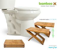 Squat N Go Bamboo x Adjustable-Height Toilet Stool with Travel Bag