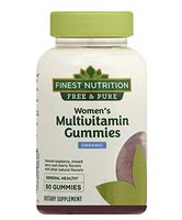 Finest Nutrition Free & Pure Womens Multivitamin Organic Gummies, Raspberry, Strawberry and Cherry 90 Ct