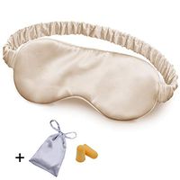 Silk Sleep Mask Eye Mask Blindfold with Double Layer Silk Filling and Elastic Strap for Full Night's Sleep, Travel and Nap, Bonus Free Luxury Bag and Ear Plugs by OLESILK (Wheat)