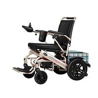 Dapang Fold & Travel Lightweight Motorized Electric Power Wheelchair Scooter,Double Lithium Battery + Anti-Theft Device + Shock Absorber bee Turbine + Storage Box for Aviation Travel Safe,Gold