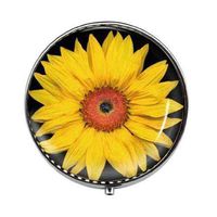 Vintage Sunflower Box/Pill case - Vintage Flower Art Photo Pill Box/case - Three-Compartment Pill Box/Pill case