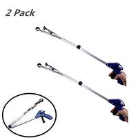2 Pack Foldable Trash Picker, 32 inch Lightweight Aluminum Clean Tool Grabber for Pregnant Elder Disabled Garden Pool Reaching Assistant Litter Nabber Pick Up Arm Extension Reacher