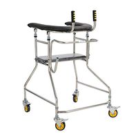Luckya Walking Aid with Arm Padded Support and Brake 360° Rotating Wheel 4 Wheels Walker Rollator for The Elderly with Limited Mobility Non-Slip Walking Stick with Hospital