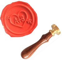 MNYR Vintage Customize Personalized Custom Monogram Initials Arrow Heart Wedding Wax Seal Stamp Melting Spoon Stick Candle Wooden Gift Box Invitation Gift Wrap Package Custom Sealing Wax Stamp Set