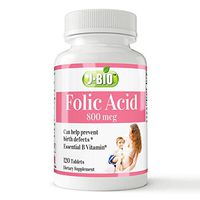 J-Bio Folic Acid 800mcg (120 Tablets) Daily Health Regimen & Prenatal Care for Women