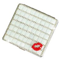 Lzttyee Alloy Portable Women Cigarette Box Case Bling Bling Pocket Carrying Cigarettes Storage Holder (White)