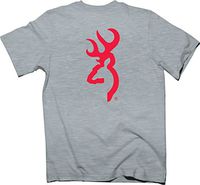 Browning Mens Custom Buckmark Tee, Heather Gray, XX-Large, Pack of 1