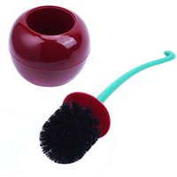 Cute Cherry-shaped Toilet Brush Set,Including a Compact Bracket Strong Brush and 1 Pack Heavy Base Clean Bowl,Bathroom Brush (Red Base Black Brush Head)