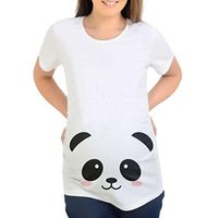 Maternity Shirts Women Casual Nursing Short Sleeve Cartoon Panda Print Tees Tops (S, White)