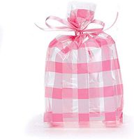 Pink and White Country Gingham Cello Bags - 7x3x2in. (100)