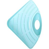 Lzttyee Kitchen Triangle Sink Corner Caddy Sponge Holder Draining Rack Scratcher Holder with Suction Cup for Sponges Soap Scrubbers Cleaning Brush (Blue)