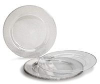 " OCCASIONS" 240 Plates Pack, Heavyweight Wedding Party Disposable Plastic Plates (7.5'' Appetizer/Dessert Plate, Seasons Clear with Silver Glitter)