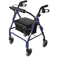 TYJ-USA Elderly Walker Aluminum Alloy Cushion Folding Travel Cart Rehabilitation Exercise Cart Can Be Placed Multi-Function Four-Wheeled Cane Shopping Cart (Color : Blue, Size : 8346cm)