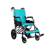 LYX® Aluminum Alloy Wheelchair, Thicken Fold Light Portable Ultralight Elderly Push Scooter Disabled Wheelchair Small Wheel Sky Blue Red Navy Blue Travel Wheelchair (Color : Sky Blue)
