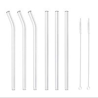 YOYORI Reusable Glass Straws, Smoothie Drinking Straws for Milkshakes Frozen Drinks, Birthday Party Supplies Theme Drinking Straws (White)