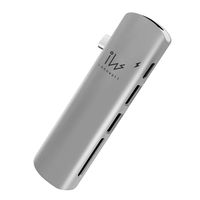 innowatt USB C Hub Adapter 6-in-1 Dongle with USB C PD Charging 4K HDMI Dual USB 3.1 5Gbps SD MicroSD Compatible with iPad Pro 2018 2019 MacBook Pro Air Surface Go Samsung Galaxy Note Huawei (Silver)