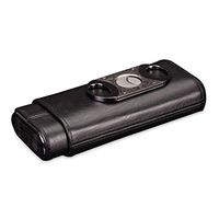 YDHAO Humidor Cigar Humidor, Leather Cedar Wood Lining Holds 3 Cigars Travel Portable Cigarette Box with Cigar Cutters, Men's Gift Box, Black, Brown Storage Cigar (Color : Black)