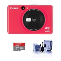 Canon Ivy Cliq Instant Camera Printer - Lady Bug Red - Bundle with 16GB Micro SDHC Card, Cleaning Kit