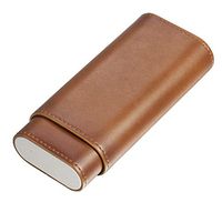 Visol Naturale Brown Leather Cigar Case with Interior Cedar Lining
