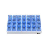 GMS 4 Times Per Day Weekly Slant Tray Pill Organizer – Includes 7 Removable Pill Boxes Designed for Reminding and Organizing Medications, Supplements, and Prescriptions (Blue Box in White Tray)